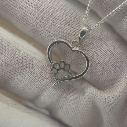keepsake Memorial silver penny dog paw ashes pendant, handcrafted in Lancashire