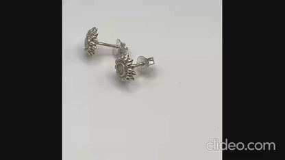 Keepsake Memorial sterling silver ladies ashes earrings - Flora, shown rotating to display all angles