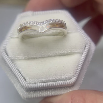 Keepsake Memorial silver ladies elegant wishbone ashes ring - Sophia, shown rotating to display all angles