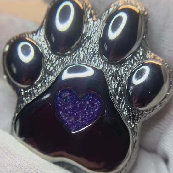 Paw print stainless steel ornament, handcrafted in lancashire, uk 
