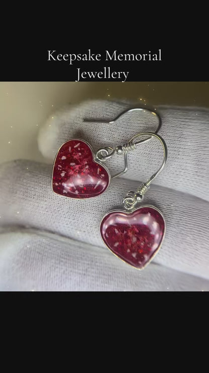 Keepsake Memorial silver ladies heart ashes earrings - Whispers Of Love, shown rotating to display all angles