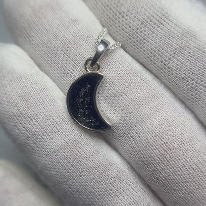 Caph sterling silver moon shaped ashes memorial pendant, handcrafted in Lancashire UK