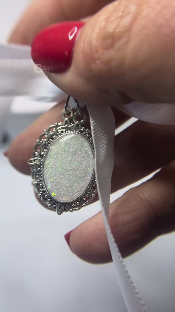 Keepsake Memorial ladies wedding bouquet ashes charm - Forever With Me, shown rotating to display all angles