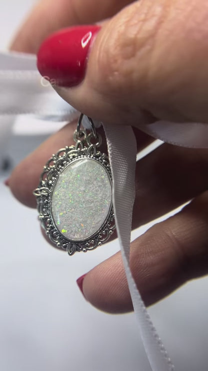 Keepsake Memorial ladies wedding bouquet ashes charm - Forever With Me, shown rotating to display all angles