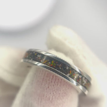 Keepsake Memorial Silver Unisex Ashes Band - Horizon