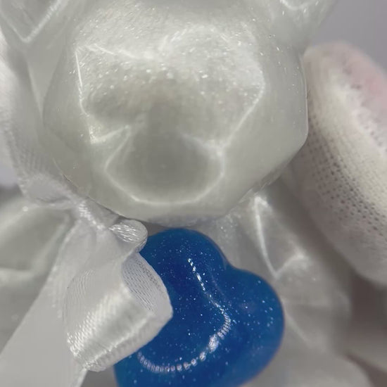 Keepsake Memorial Resin Angel Bear Ashes Ornament - Heaven's Little Bear, handcrafted in Lancashir