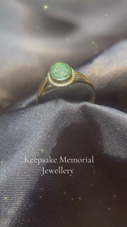 Ayla, 9ct gold oval memorial ring, handcrafted in Lancashire, UK – by Keepsake Memorial Jewellery