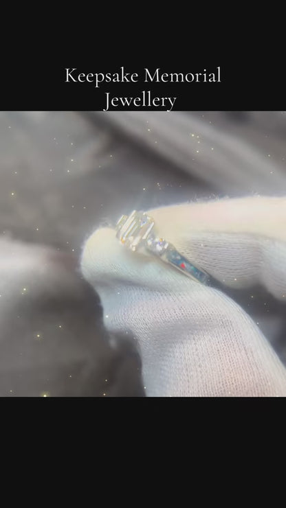 Ariel Ring — silver emerald cut keepsake memorial ring, handcrafted in Lancashire, UK