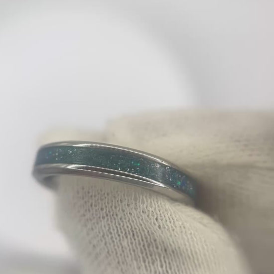 Ridge unisex stainless steel channel memorial ring, handcrafted in Lancashire UK by Keepsake Memorial Jewellery