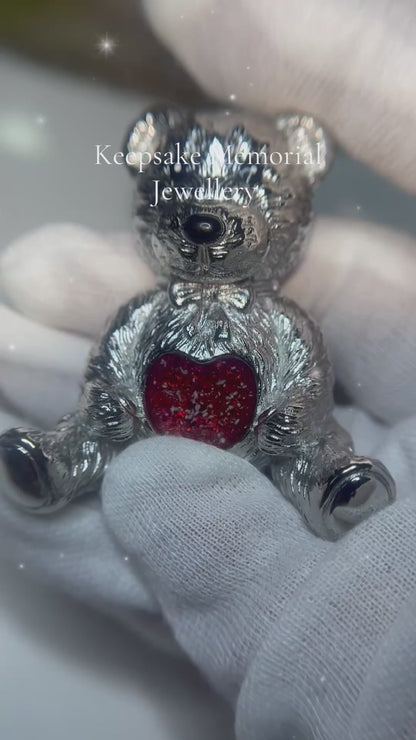 stainless steel memorial ashes keepsake bear, handcrafted in the uk