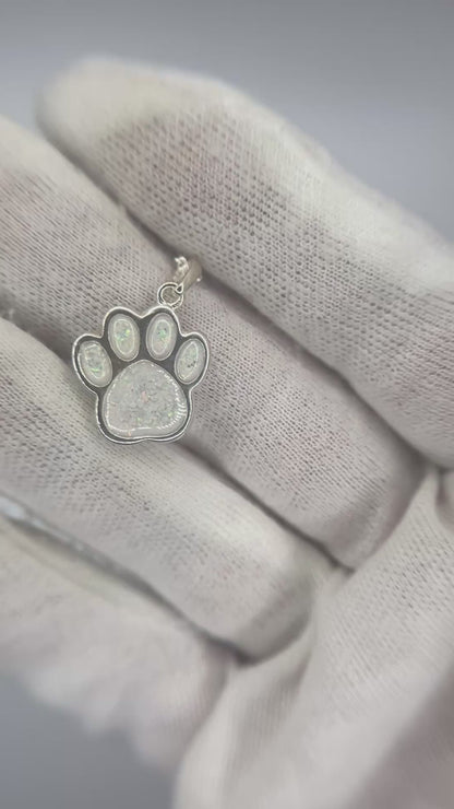 Keepsake Memorial Silver Paw Print Ashes Pendant  - Daisy