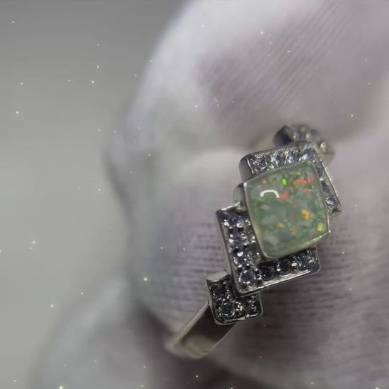 Art deco style ashes memorial ring, handcrafted in lancashire 