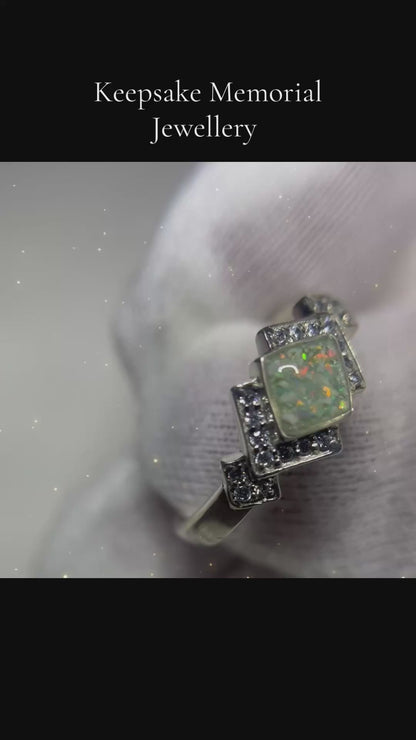Art deco style ashes memorial ring, handcrafted in lancashire 