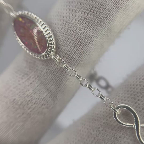 Lumen Bracelet — silver oval infinity ashes memorial bracelet, handcrafted in Lancashire, UK - by Keepsake Memorial Jewellery