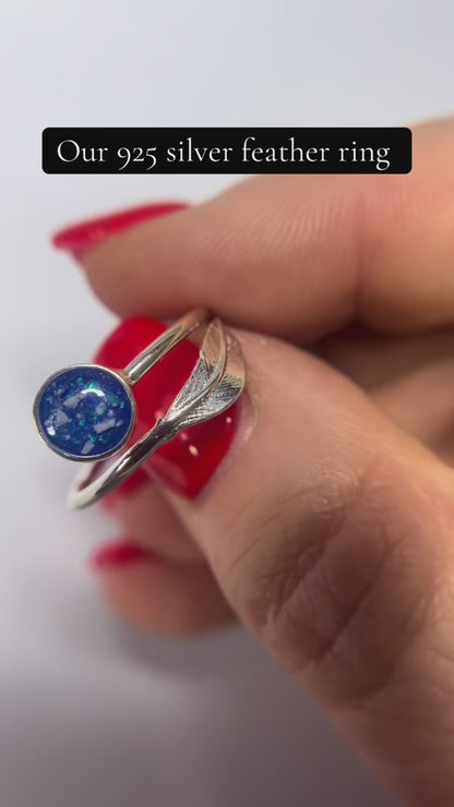 feather whisper memorial ring 