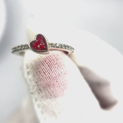 Keepsake Memorial Silver Ladies Dainty Heart Ashes Ring - Everclose