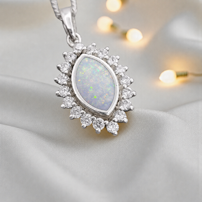 Princess CZ oval ashes pendant in white snow , handcrafted in Lancashire UK