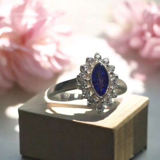 Stunning Solid 925 Silver Princess Marquise CZ Ring