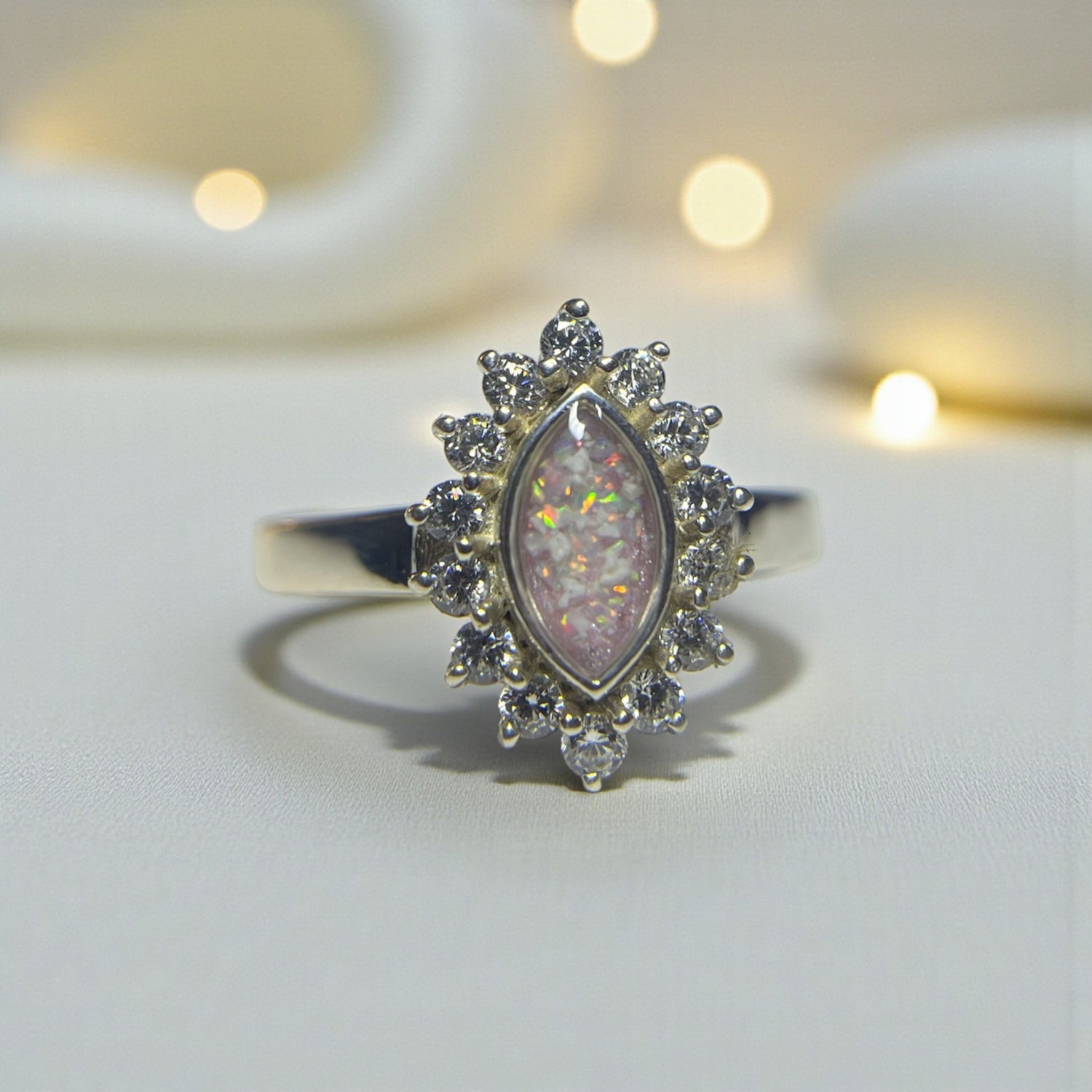 Princess silver ashes ring handcrafted in Lancashire, UK