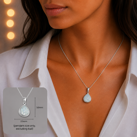 Procyon Pendant — sterling silver pear-shaped ashes memorial pendant, handcrafted in Lancashire, UK