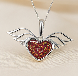 Keepsake Memorial Silver Ladies Winged Heart Ashes Pendant - Sirius