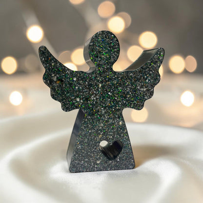 resin angel ashes memorial ornament, handcrafted in uk