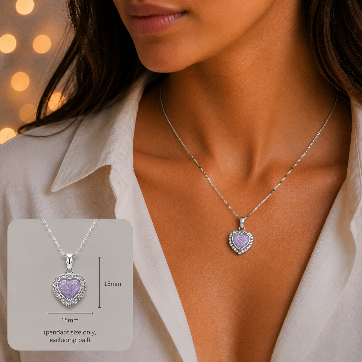 Rigel sterling silver heart ashes pendant with CZ stones, handcrafted in Lancashire UK 