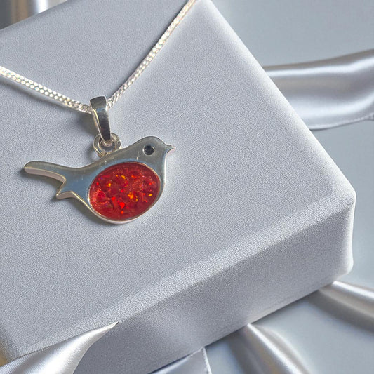 Silver Robin memorial pendant, handcrafted in Lancashire, UK