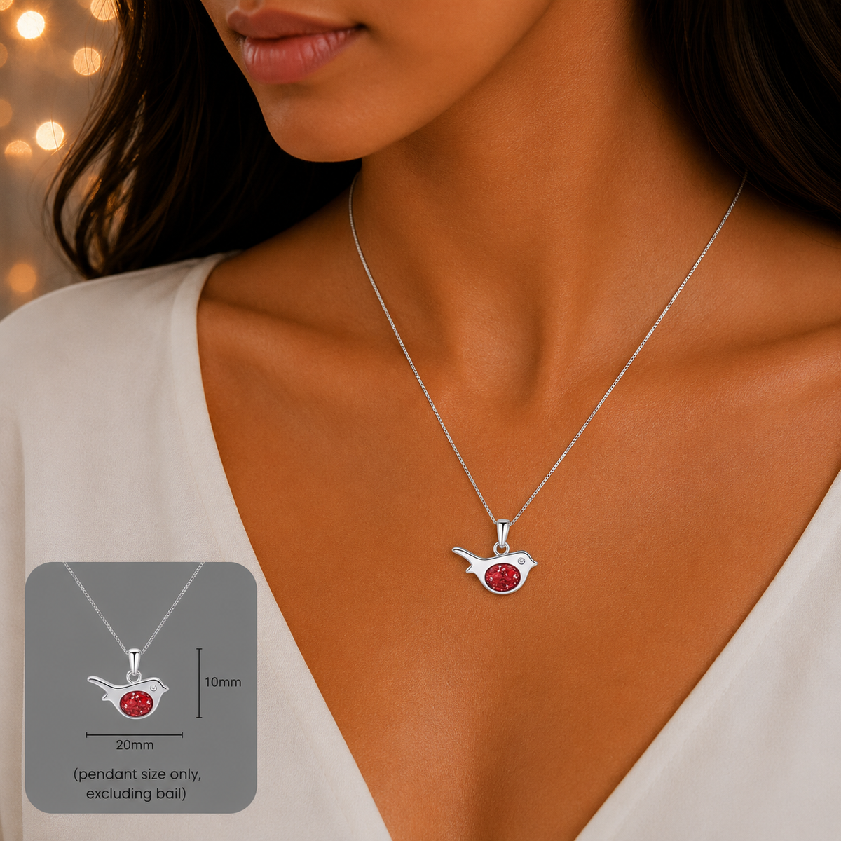 Robin sterling silver memorial pendant, handcrafted in Lancashire UK - by Keepsake Memorial Jewellery