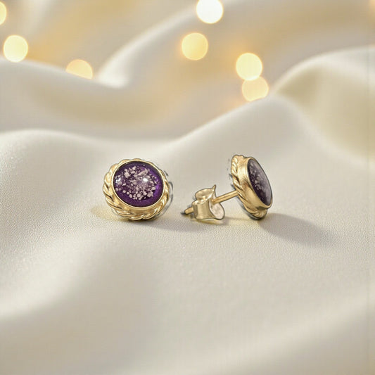 9ct gold rope edge stud earrings, handcrafted in lancashire, uk