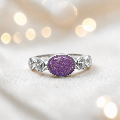 Keepsake Memorial Silver Arcadia Ashes Ring in Rose Pink  - Handcrafted in the UK