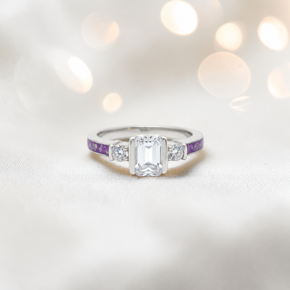 Keepsake Memorial Silver Ariel Ashes Ring in Rose Pink  - Handcrafted in the UK