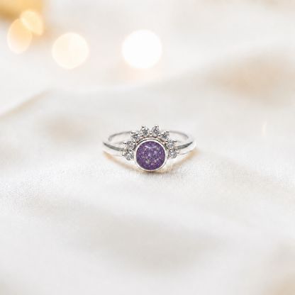 Keepsake Memorial Silver Aurora Ashes Ring in Rose Pink - Handcrafted in the UK