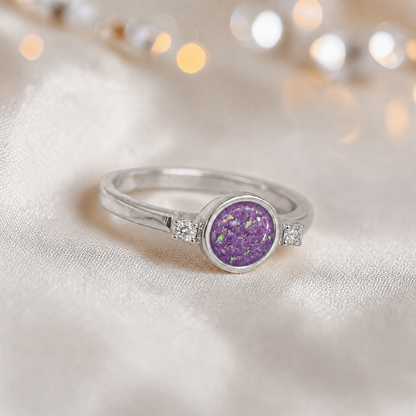 Keepsake Memorial Silver Azrael Ashes Ring in Rose Pink  - Handcrafted in the UK