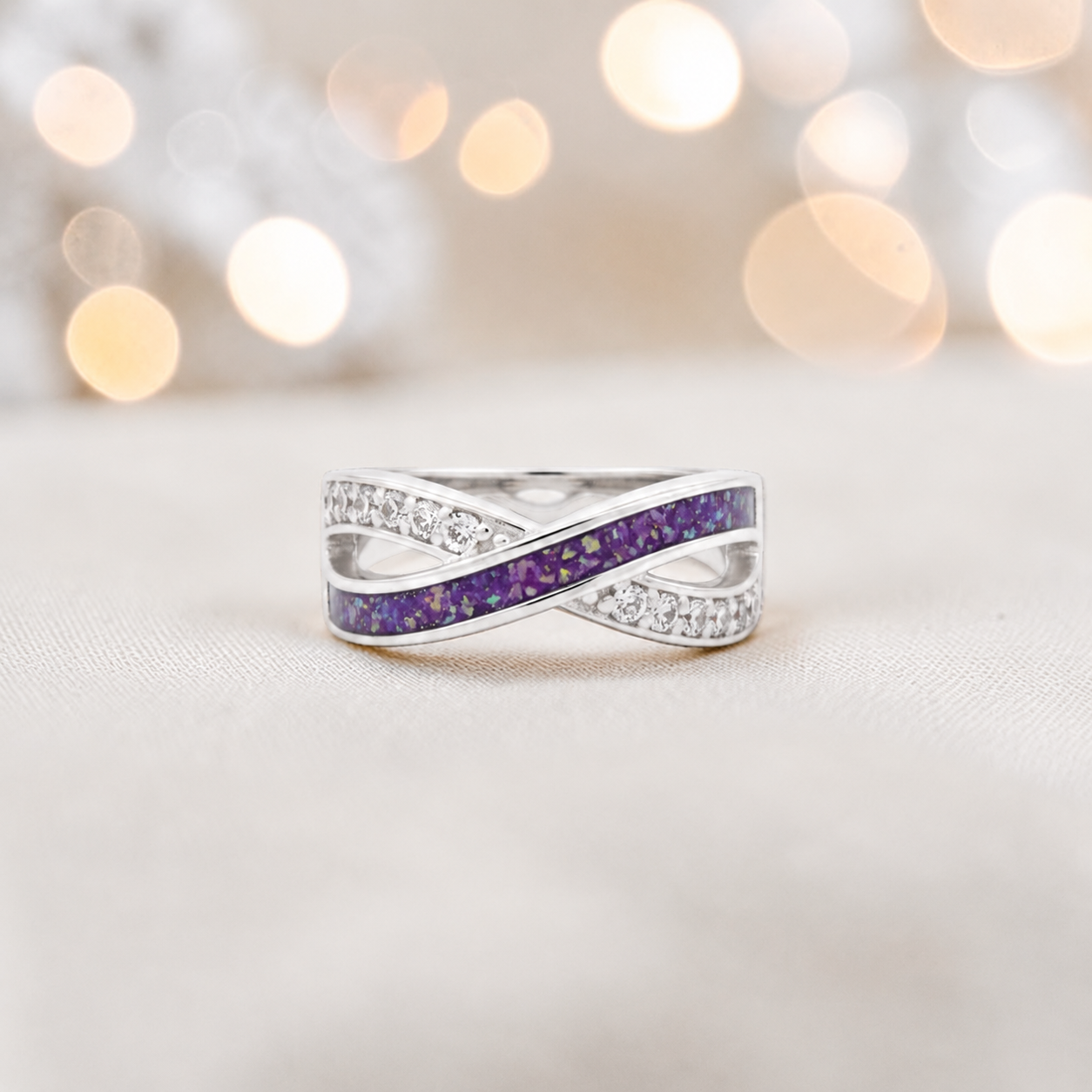 Keepsake Memorial Silver Elsie Ashes Ring in rose pink - Handcrafted in the UK