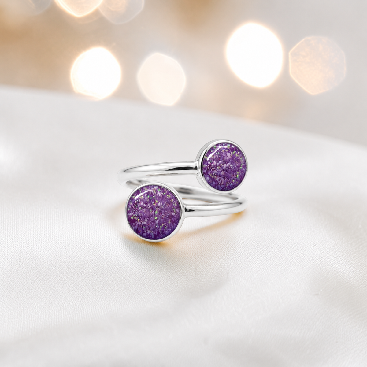Keepsake Memorial Silver Elysia Ashes Ring in Rose Pink - Handcrafted in the UK