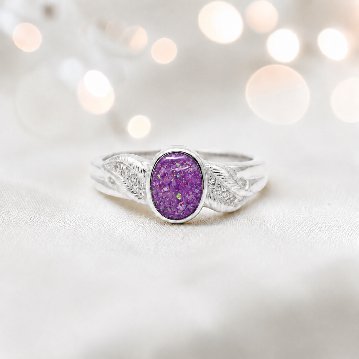 Keepsake Memorial Silver forever ring in Rose Pink— handcrafted in Lancashire, UK