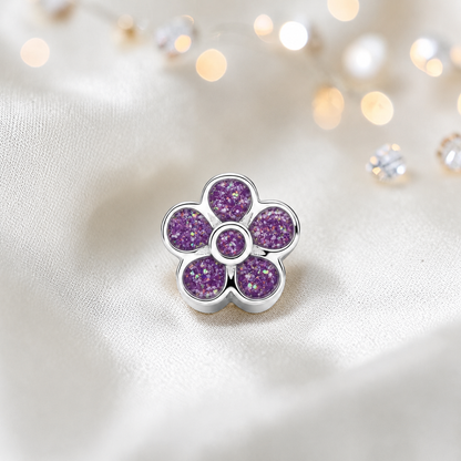 Rose pink sterling silver flora, flower ashes memorial charm, handcrafted in Lancashire by keepsake memorial