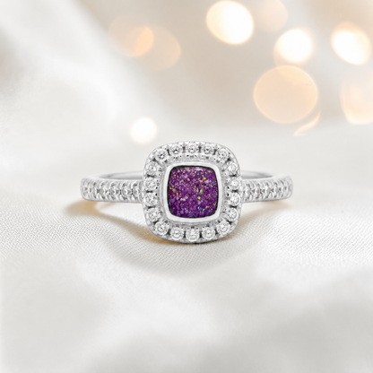 Keepsake Memorial Silver Florence Ashes Ring in rose pink - Handcrafted in the UK