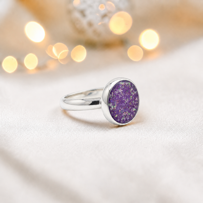 Keepsake Memorial Silver Gabrielle Ashes Ring in Rose Pink  - Handcrafted in the UK