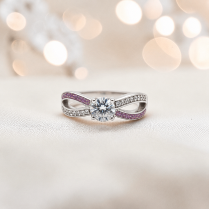 Keepsake Memorial Silver Infinity Ashes Ring in rose pink  - Handcrafted in the UK 