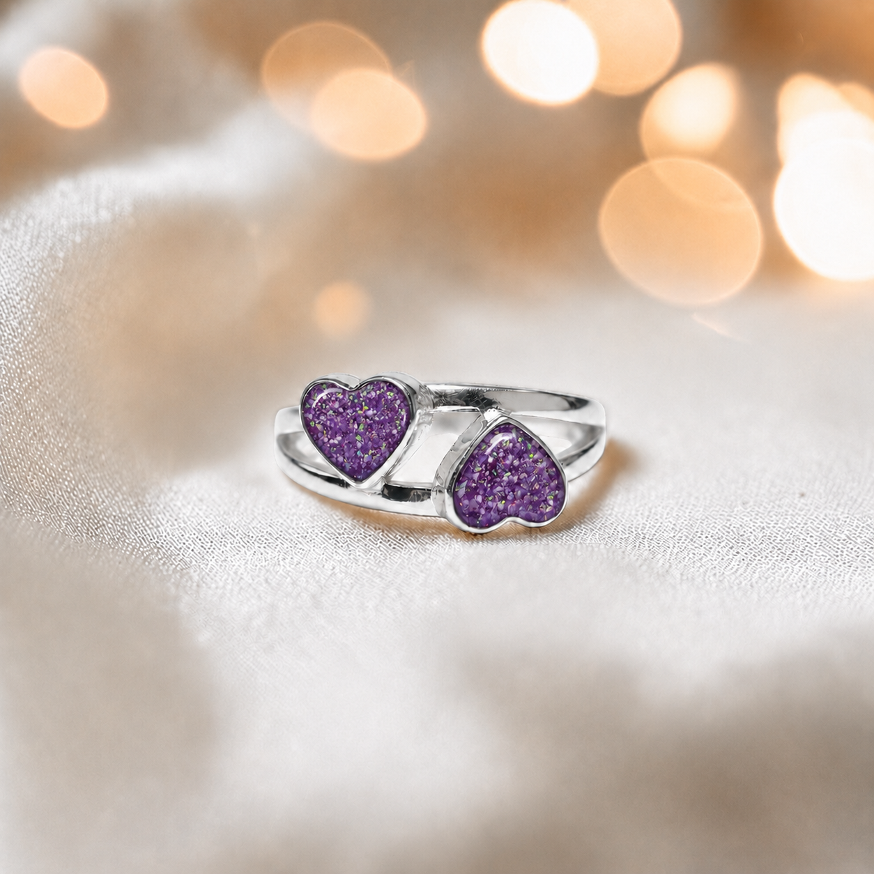 Keepsake Memorial alouette ashes ring, in rose pink, handcrafted in Lancashire, UK