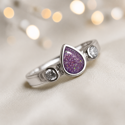 rose pink cassiel ashes memorial ring, handcrafted in Lancashire