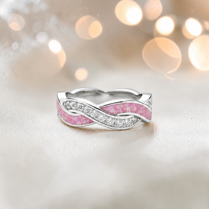 Keepsake Memorial silver Grace and ring, in rose pink, handcrafted in Lancashire, UK