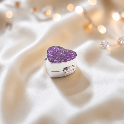 Sterling silver ashes heart trinket box in rose pink, handcrafted in Lancashire, UK - by Keepsake Memorial Jewellery