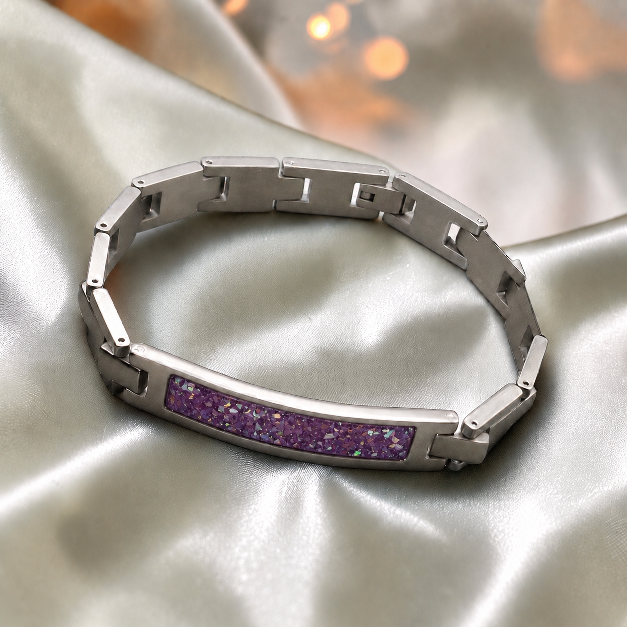 Rose pink stainless steel link ID memorial ashes bracelet – Keepsake Memorial Jewellery