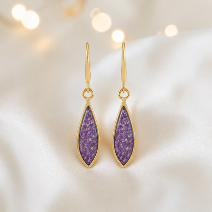 Rose Pink Luz 9ct gold tear drop earrings, handcrafted in Lancashire, UK – by Keepsake Memorial Jewellery