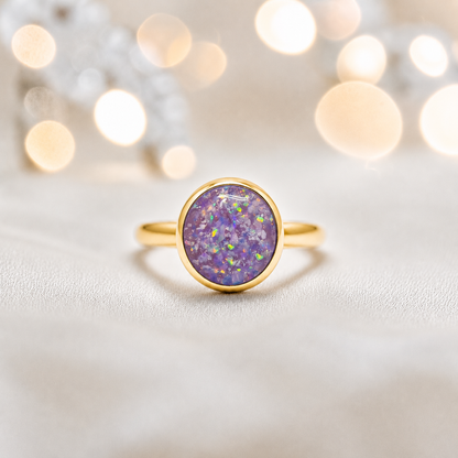 Rose Pink 9ct gold round memorial ring,  Matilda, handcrafted in Lancashire, UK – by Keepsake Memorial Jewellery