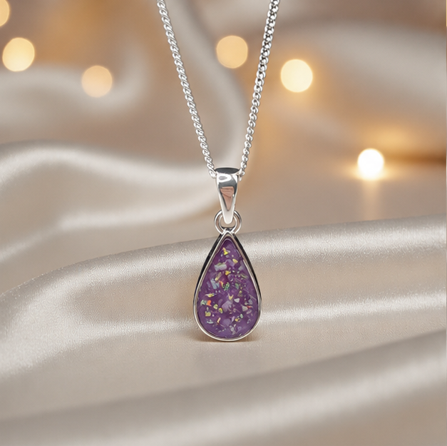 Keepsake Memorial Silver Ladies Teardrop Shape Ashes Pendant - Vega