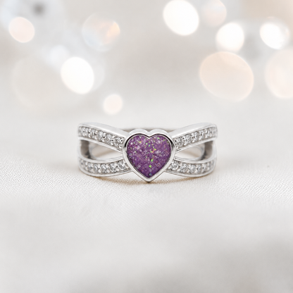 Keepsake Memorial Silver Stella Ashes Ring in rose pink - Handcrafted in the UK